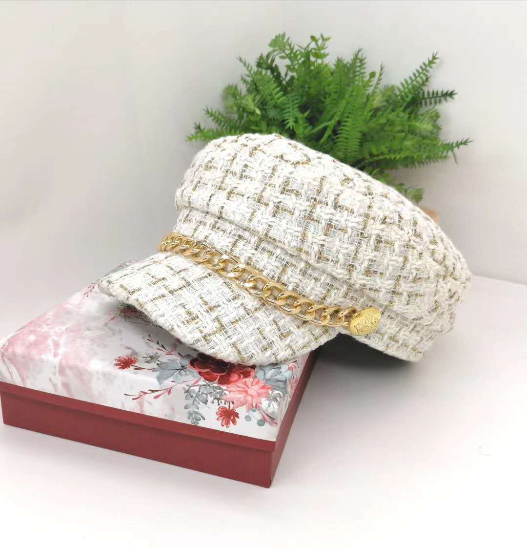 Vintage Little Incense Style Tweed Navy Octagonal Hat