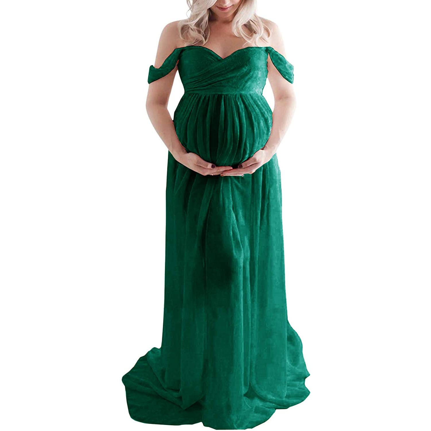 Chiffon Maternity Strapless Solid White Dresses