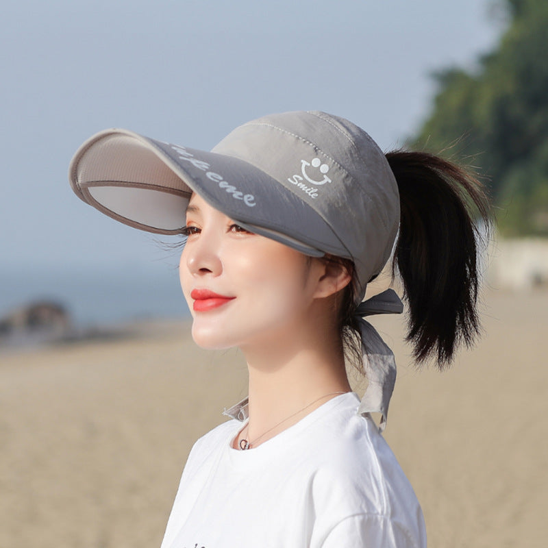 Korean Version Of Retractable Hollow Top Sunhat