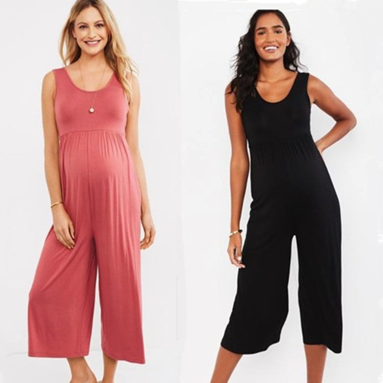 Fashion Casual One-piece Wide Leg Pants Maternity Wear